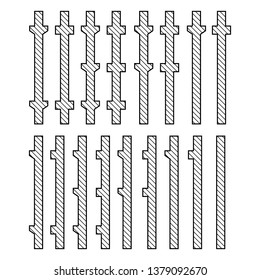 Set of different types of column. Engineering drawing. Vector illustration. Construction industry.