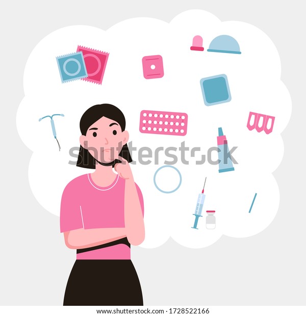 Set Different Types Contraception Birth Control Stock Vector Royalty