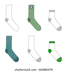 Set of different types of cotton socks. Vector illustration