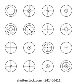 set of different types of crosshair. icon. Game flies for snipers