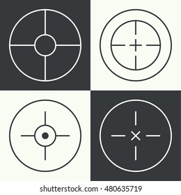Set of different types of crosshair. Vector icon simple target.