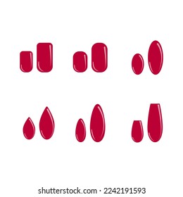 Set of different types of fingernail shapes isolated on white background flat vector illustration