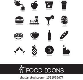 Set with different types of food icons.