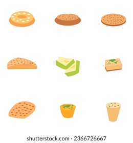 Set of different types of food on white background.