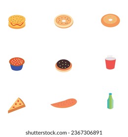 Set of different types of food on white background.