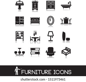 Set with different types of furniture icons for the house.