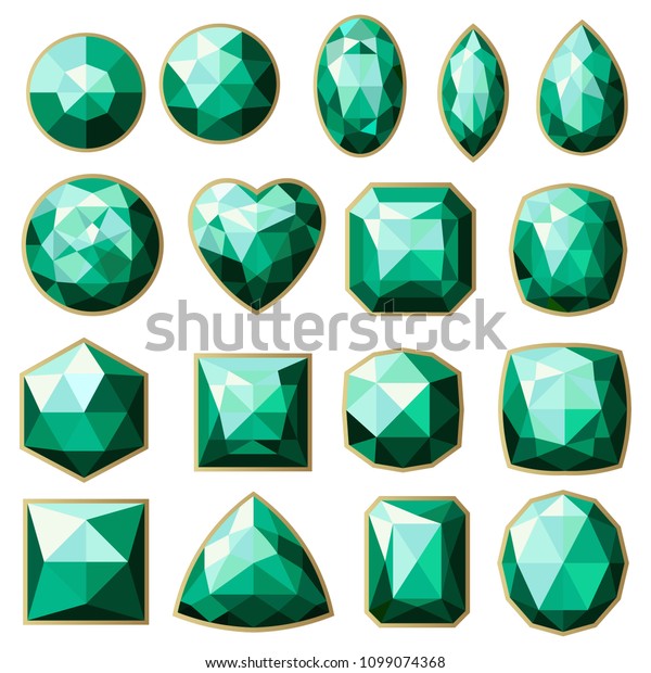 Set Different Types Green Gemstones Stock Vector (Royalty Free) 1099074368