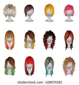 Set of different types and hair colors