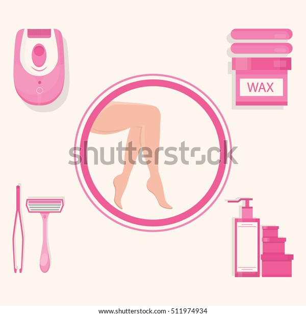 Set Different Types Hair Removal Illustration Stock Vector