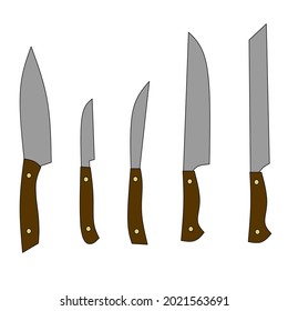 set of different types of knives on white background, knife vector, knife icons.
