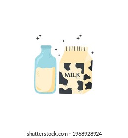 Set of different types of milk isolated on transparent