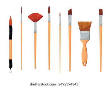 set of different types of paint brushes