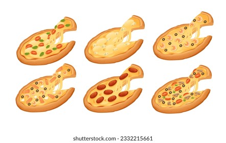 Set of different types of pizza vector illustration isolated on white background