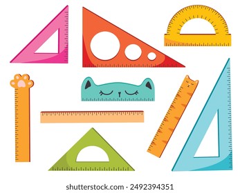 set of different types of school rulers