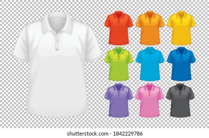 Set of different types of shirt in different color illustration