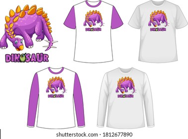 Set verschiedener Arten von Hemden in Dinosaurier-Thema mit Dinosaurier-Logo-Illustration