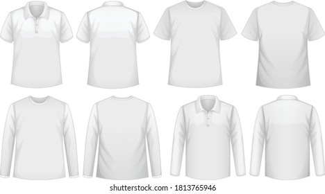 Set of different types of shirt in same color illustration