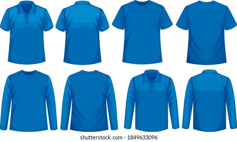 Set of different types of shirt in same color illustration