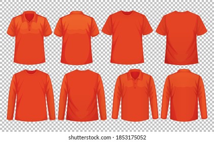 Set of different types of shirt in same color illustration