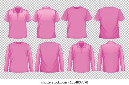 Set of different types of shirt in same color illustration