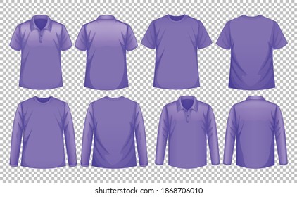 Set of different types of shirt in same color illustration