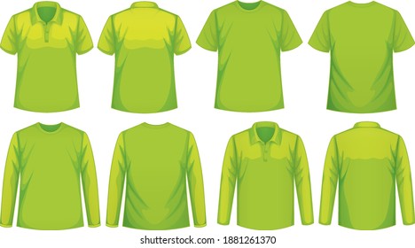 Set of different types of shirt in same color illustration
