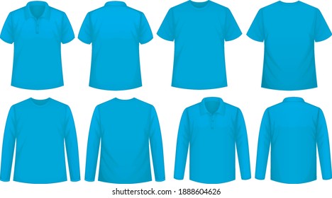 Set of different types of shirt in same color illustration