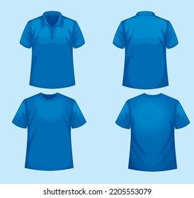 Set Of Different Types Of Shirt In Same Color  Vector Illustration