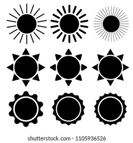 Set of different types of sun. sun icon set, can be used as logo