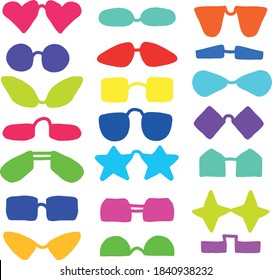 A set of different types of sunglasses