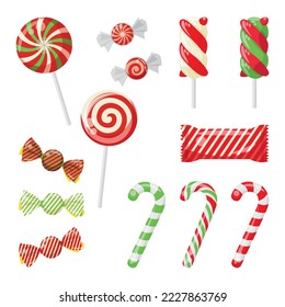 A set of different types of sweets for Christmas and New Year. lollipops