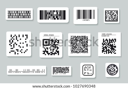 Set of different types of vector barcodes isolated. Shopping business barcodes for digital identification