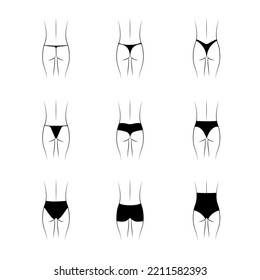 Conjunto de diferentes tipos de bragas de mujeres.