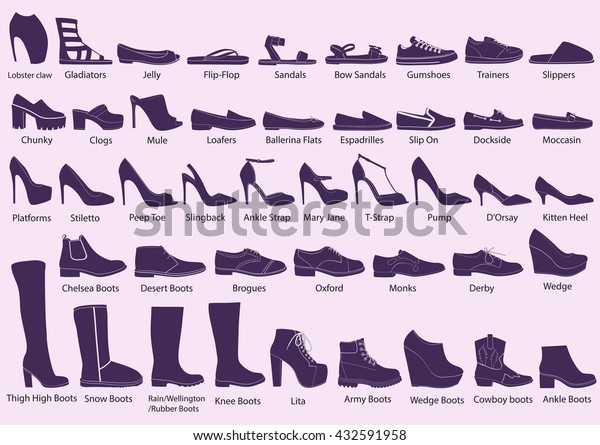 Different Types Womens Shoes Silhouette 