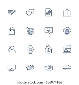 Set with different Ui icons. Icons for apps, sites, programs. Icon set with editable stroke