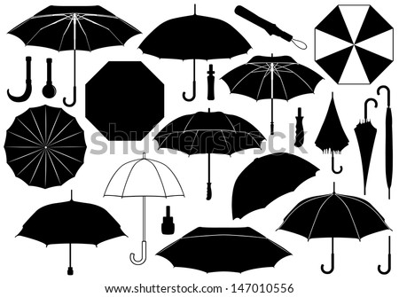 Set of different umbrellas