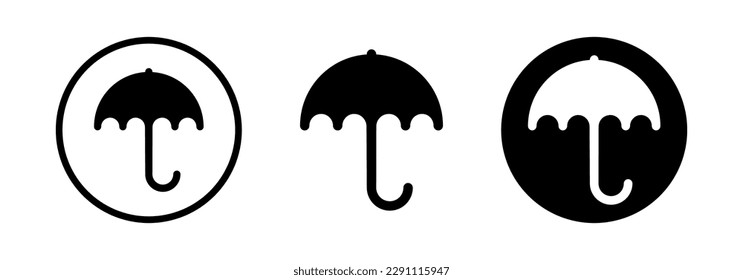 Set of different umbrellas vector icon. Open umbrella illustration.