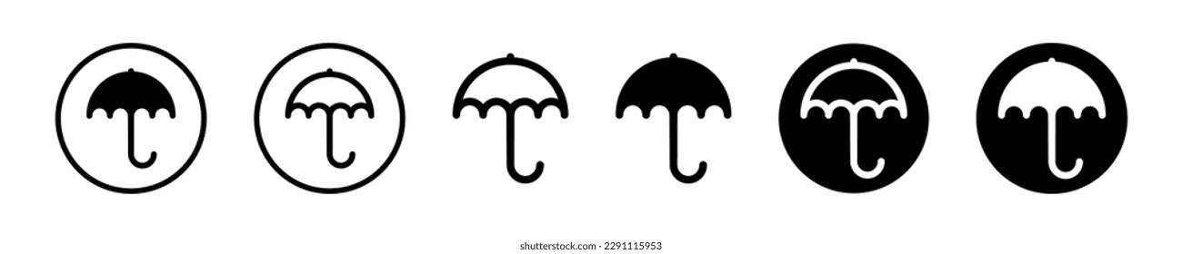 Set of different umbrellas vector icon. Open umbrella illustration.