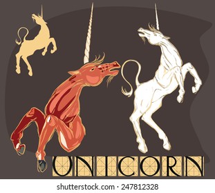 Set of different unicorns