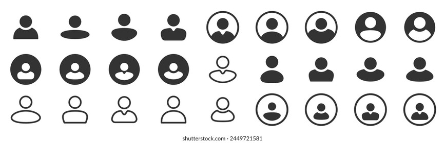 Set of different user line icon. Avatar icon Isolated over transparent