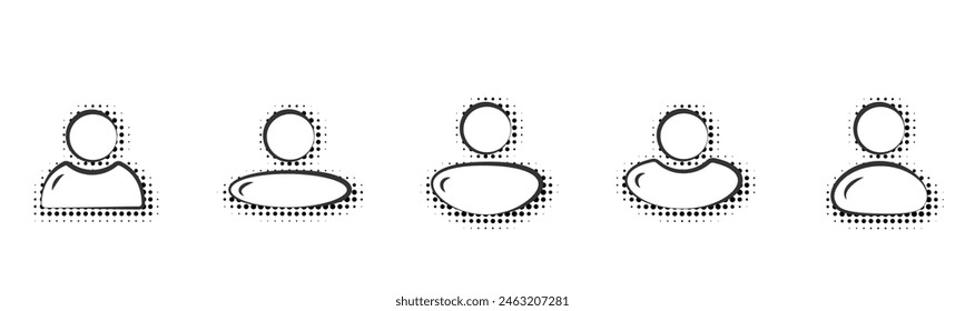 Set of different user pop art style dotted icon. Avatar icon Isolated over transparent