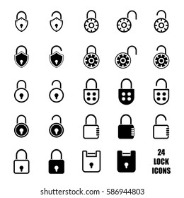 Set with different variant Lock Icons in trendy flat style isolated. Security symbol for your web site design, logo, app, UI. Vector illustration, EPS10.