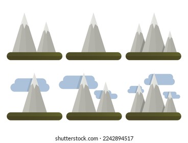 Set of different variants of mountains geometric simple vector illustrations