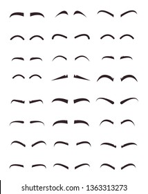Set of different variation types brow. Vector flat cartoon design graphic isolated illustration