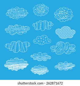 Set of different vector clouds for clipart or icon creation.