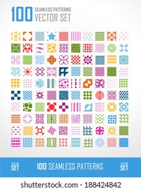 Set different vector colorful seamless patterns. Endless texture can be used for wallpaper, pattern fills, web page background,surface textures. Set of monochrome geometric ornaments