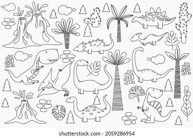 Conjunto de diferentes dinosaurios vectoriales