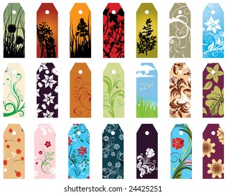 Set of  different vector floral  bookmarks for design use