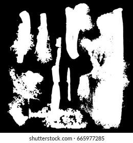 Set of different vector grunge background textures. Variety abstract paint stripes. Distressed banners. Isolated paint set. Dry brush stroke borders. Rough art lining.