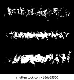 Set of different vector grunge background textures. Variety abstract paint stripes. Distressed banners. Isolated paint set. Dry brush stroke borders. Rough art lining.